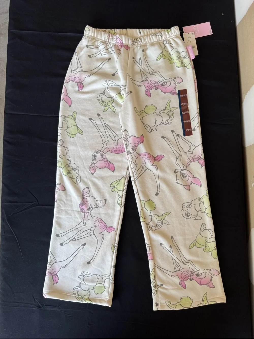 NWT Disney Bambi Thumper Cream Fleece Lounge Pants Girls Size Large (10/12)
